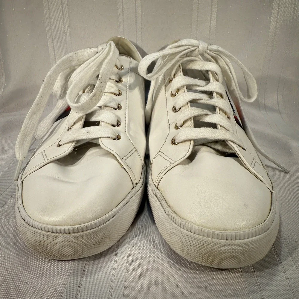 Tommy Hilfiger White Leather Low Top Sneakers‎ Mens 10 (Womens 11.5)